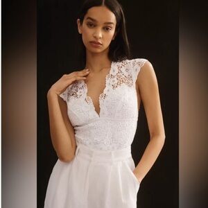 Sexy White Lace Bodysuit Anthro